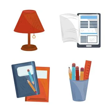 Book online read pencil learn education academic icons set Ilustración de archivo