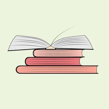 The book is open and the stack is colored Stock Illustration