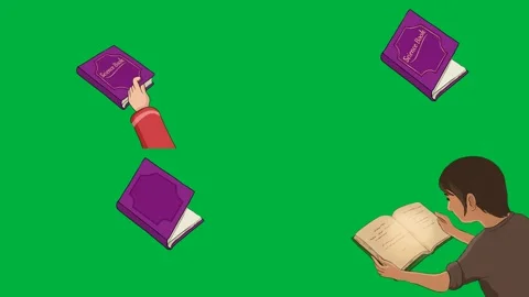 Book open closed and student Perfect for chroma key education or school Stock Footage 309640960