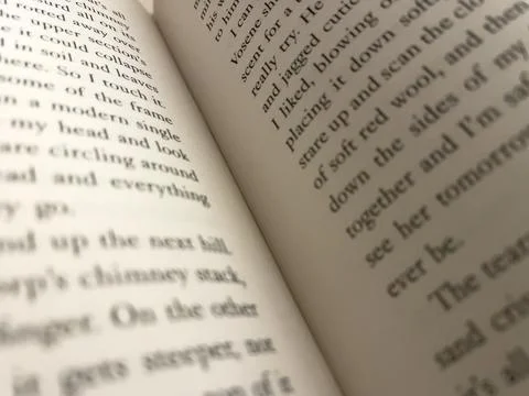 A book open to a double page spread showing a close up of the words some bl.. Stock Photos