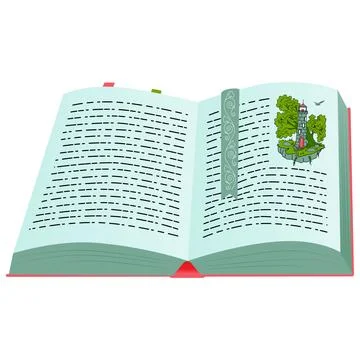 The book is open with a picture Stock Illustration