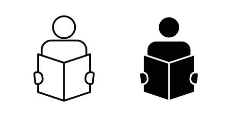 Book open reader icon symbol. Vector illustration pack in black color. Stock Illustration