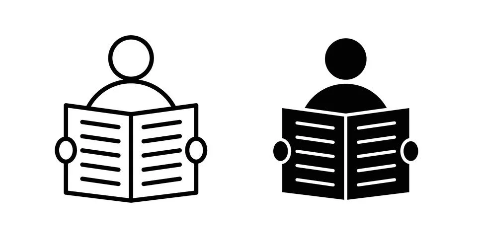 Book open reader icon symbol  illustration bundle in black colour Stock Illustration