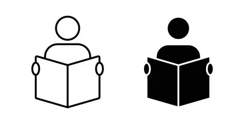 Book open reader icon symbol, outline icons Stock Illustration