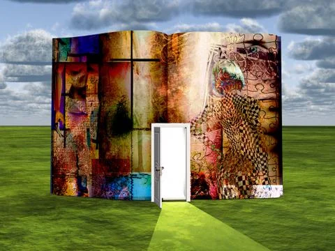 Book with opened door Stock Illustration