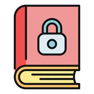 Book with padlock icon representing data security Illustrazione stock