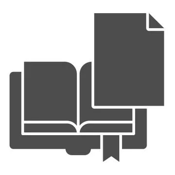 Book page solid icon. Sheet with book vector illustration isolated on white Illustrazione stock