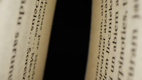 Book page super closeup in motion Stock Footage 233033664