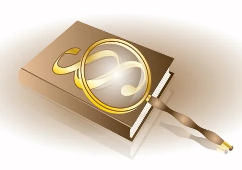 Book with paragraph and magnifier Stock Illustration
