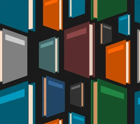 Book pattern seamless. Lots of books background. vector texture Stock Illustration