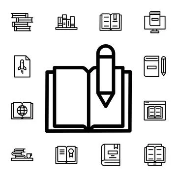 Book, pen flat vector icon in books pack Stock Illustration