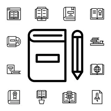 Book, pen flat vector icon in books pack Stock Illustration