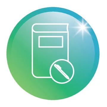 Book With Pen Glossy Button 스톡 일러스트