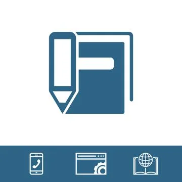 Book pencil  icon stock vector illustration flat design 스톡 일러스트