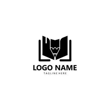 Book pencil logo design vector Stock-Illustration