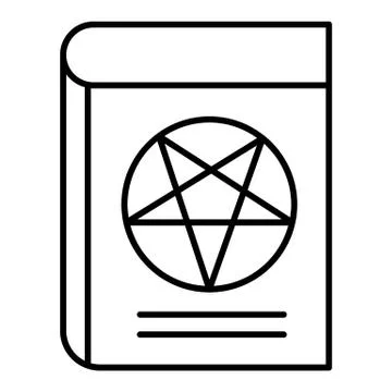 Book with pentagram thin line icon. Satan book web vector illustration isolated Stock Illustration