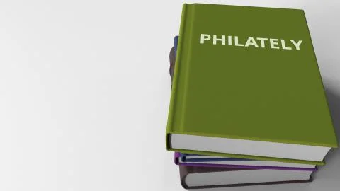 Book with PHILATELY title. 3D rendering Stock Illustration