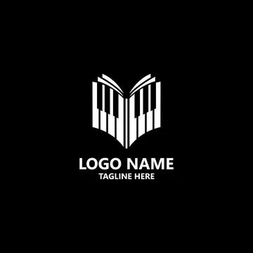 Book piano logo design vector Stock Illustration