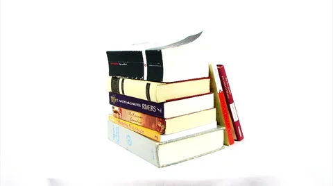 Book pile  Stock Footage 1964105