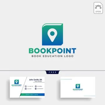 Book pin marker or navigation map simple line logo template vector illustrati Stock Illustration