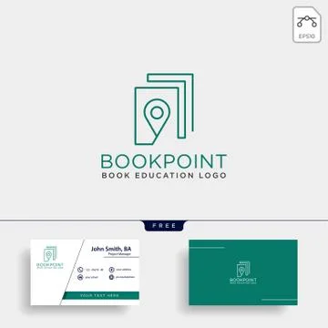 Book pin marker or navigation map simple line logo template vector illustrati Stock Illustration