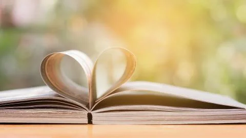 The book is placed on a garden table. Stock Photos