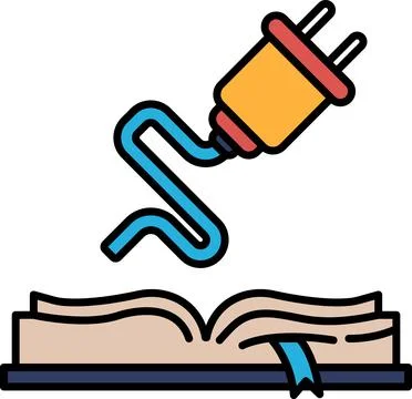 A book with a plug sticking out of it Stock Illustration