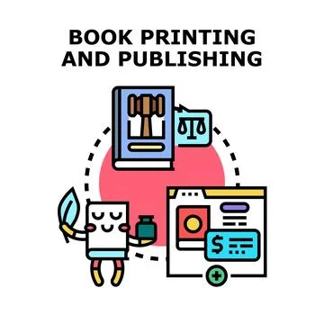 Book printing and publishing concept with creative process Stock Illustration