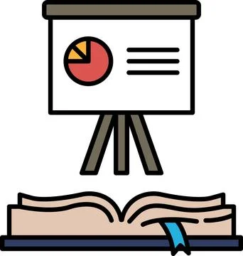 A book with a projector screen and a book stand Stock Illustration