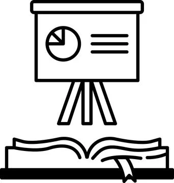 Book with a projector screen and a book stand Stock Illustration