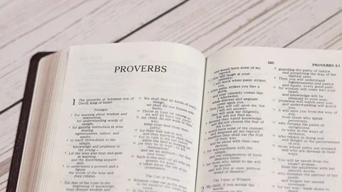 Book of Proverbs of King Solomon. Holy Bible Old Testament Scriptures for wisdom Stock Footage 154766873