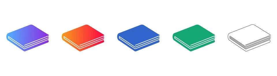 Book Publication Library Icon Set Stock Illustration