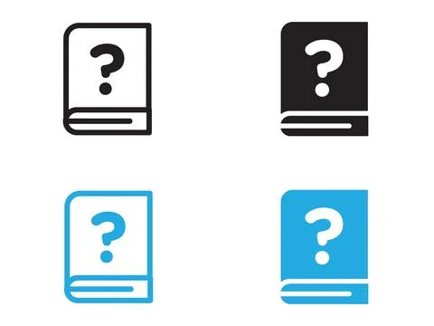 Book with question mark icon black and white vector outline sign Stock Illustration
