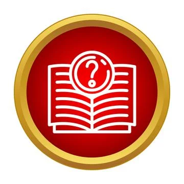 Book with question mark icon for learning and help Stock Illustration