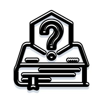 Book with a question mark illustrating learning and research Stock Illustration