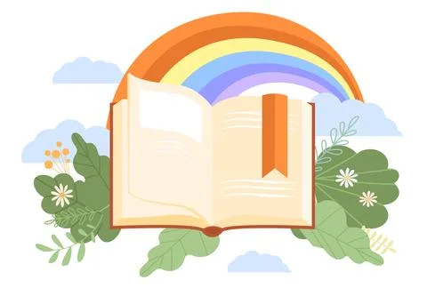 Book with rainbow Stock Illustration