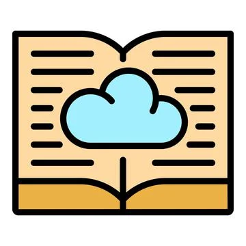Book read data cloud icon color outline vector Illustrazione stock