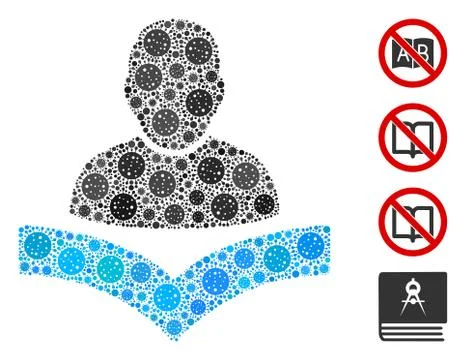 Book Reader Collage of Covid Virus Items Stock Illustration