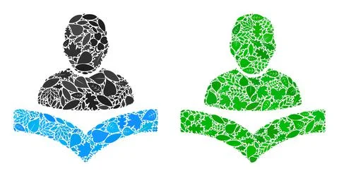 Book Reader Icon Ecology Composition of Floral Elements イラスト素材