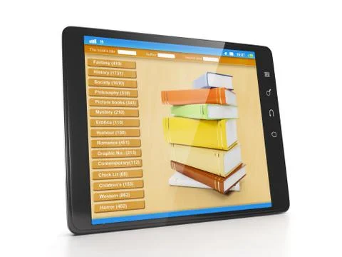 Book reader for your tablet pc. tablet closeup ereader books Stock Illustration