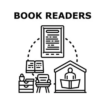 Book readers concept reading e book and paper book Stock Illustration