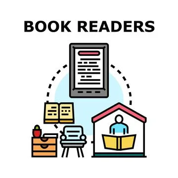 Book readers concept reading e book and paper book Stock Illustration