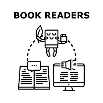Book readers enjoying learning and digital communication Stock Illustration