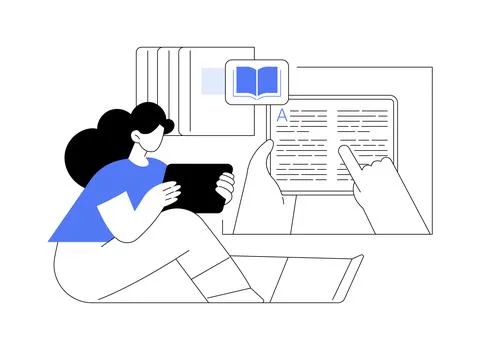 Book reading apps isolated cartoon vector illustrations. Stock Illustration