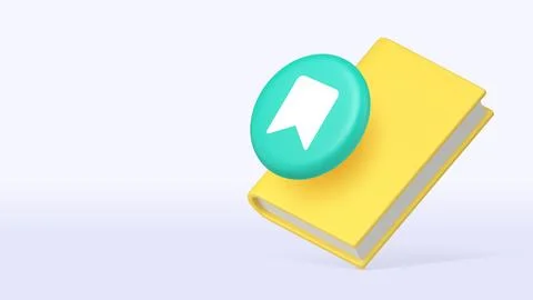 Book reading bookmark knowledge education 3d icon banner copy space vector .. Stock Illustration