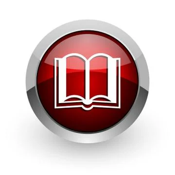 Book red circle web glossy icon. Illustrazione stock