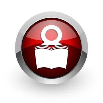 Book red circle web glossy icon. Stock-Illustration