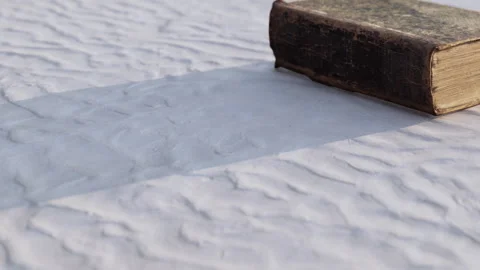 Book resting on textured surface during daylight Stock Footage 345061937