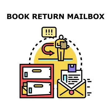 Book return mailbox concept for library service Stock Illustration