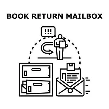Book return mailbox concept for library service Stock Illustration